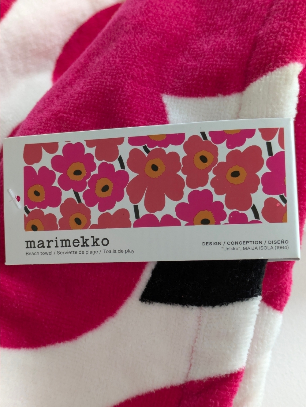 Marimekko Unikko Towel Red Pink White Floral Beach Towel Finland Bath Design New